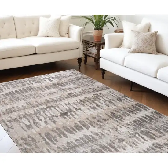 Beige and Brown Abstract Distressed Area Rug Photo 1