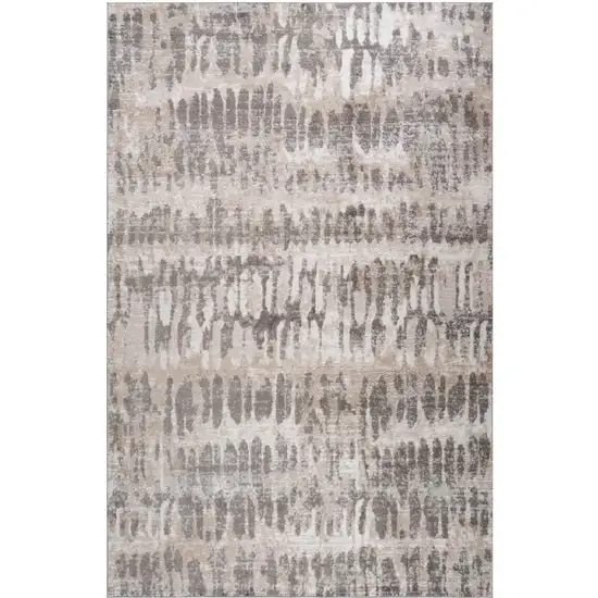 Beige and Brown Abstract Distressed Area Rug Photo 2