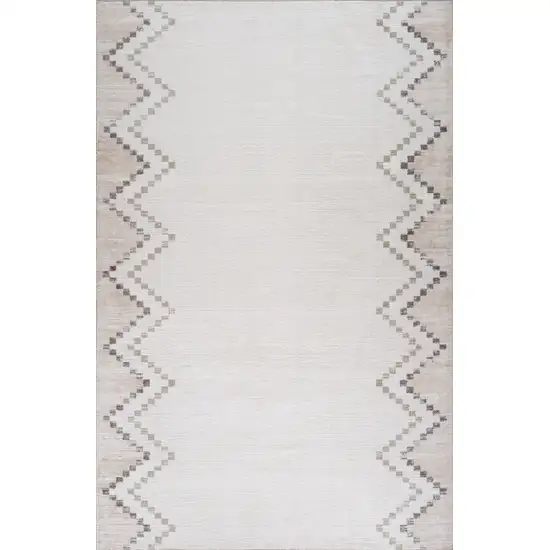 Beige and Brown Abstract Distressed Area Rug Photo 4