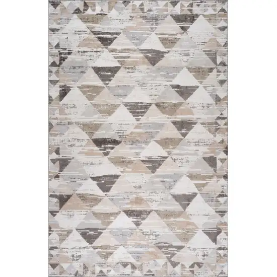 Beige and Brown Abstract Distressed Area Rug Photo 2