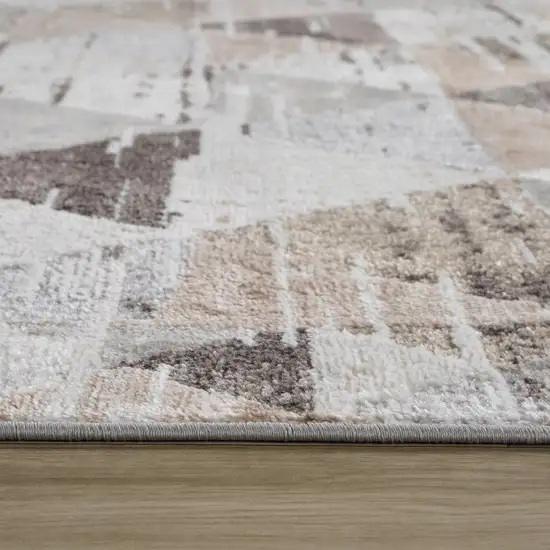 Beige and Brown Abstract Distressed Area Rug Photo 7