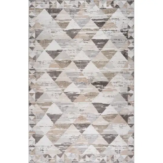 Beige and Brown Abstract Distressed Area Rug Photo 5