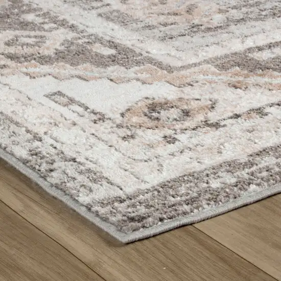 Beige and Brown Abstract Distressed Area Rug Photo 4