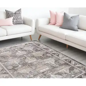 Photo of Beige and Brown Abstract Distressed Area Rug