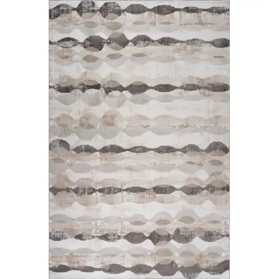 Beige and Brown Abstract Distressed Area Rug Photo 2