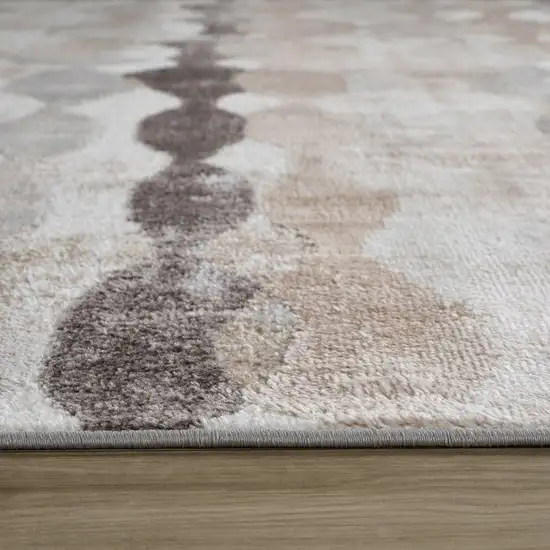 Beige and Brown Abstract Distressed Area Rug Photo 5