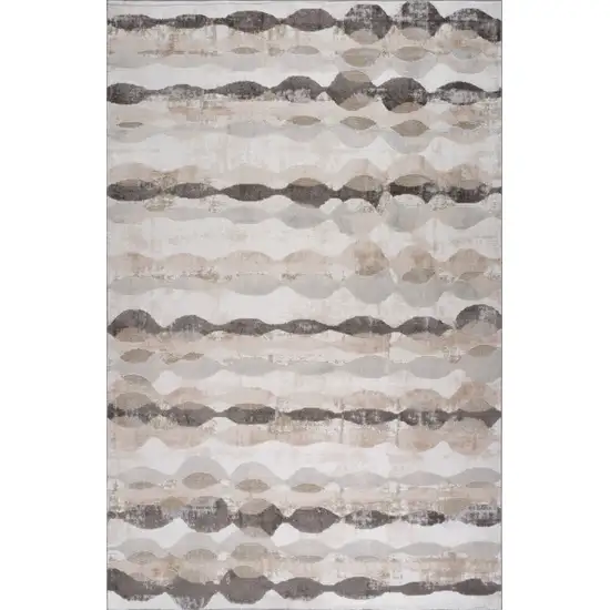 Beige and Brown Abstract Distressed Area Rug Photo 5