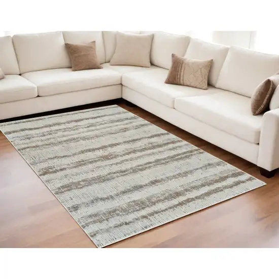 Beige and Brown Abstract Non Skid Area Rug Photo 1