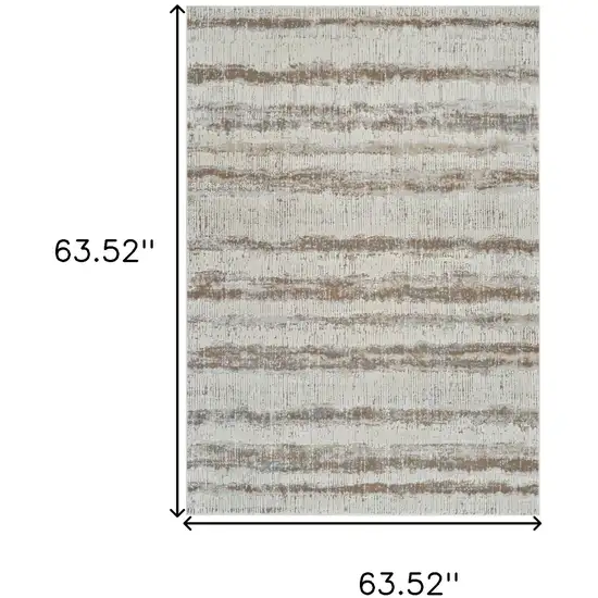 Beige and Brown Abstract Non Skid Area Rug Photo 6