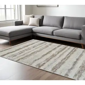 Photo of Beige and Brown Abstract Non Skid Area Rug