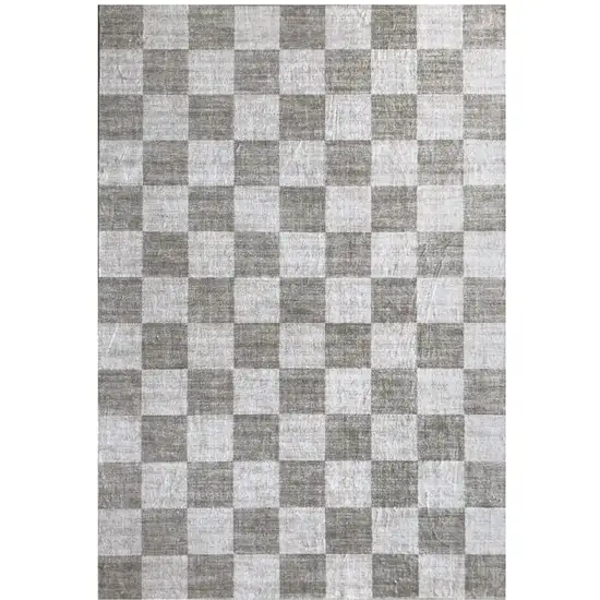 Beige and Brown Checkered Area Rug Photo 2