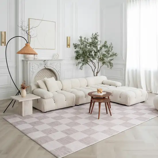 Beige and Brown Checkered Area Rug Photo 1