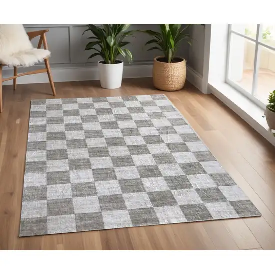 Beige and Brown Checkered Area Rug Photo 5