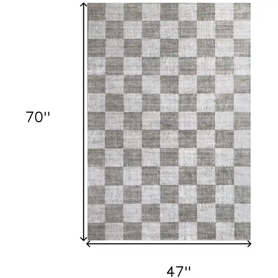 Beige and Brown Checkered Area Rug Photo 6