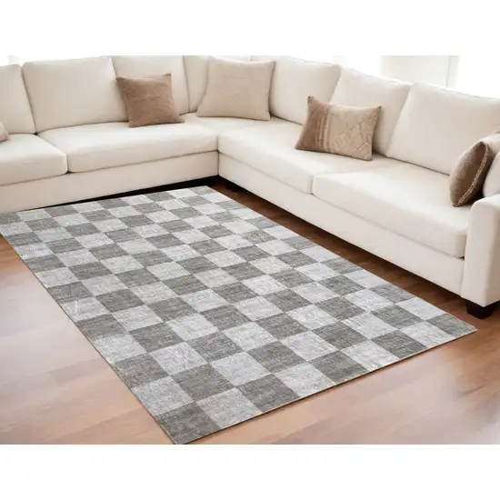 Beige and Brown Checkered Area Rug Photo 3