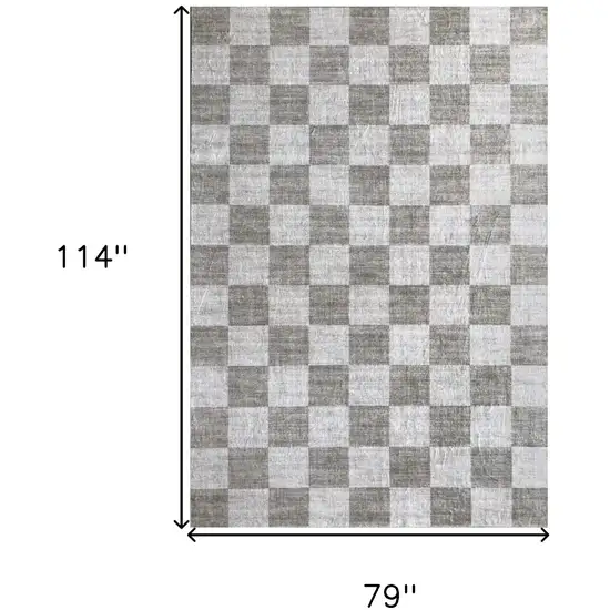 Beige and Brown Checkered Area Rug Photo 6