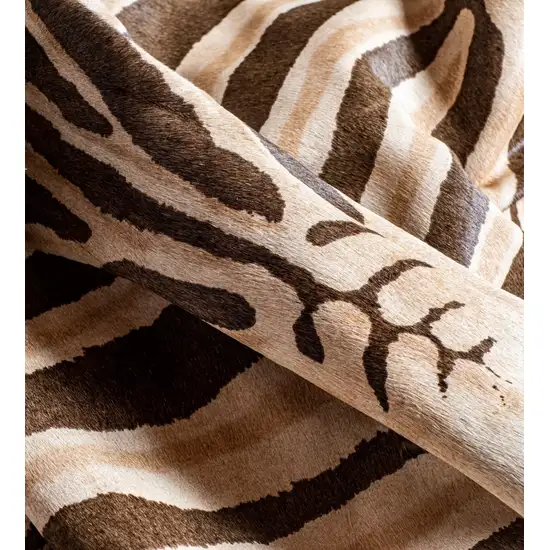 Beige and Brown Cowhide Hand Knotted Area Rug Photo 6