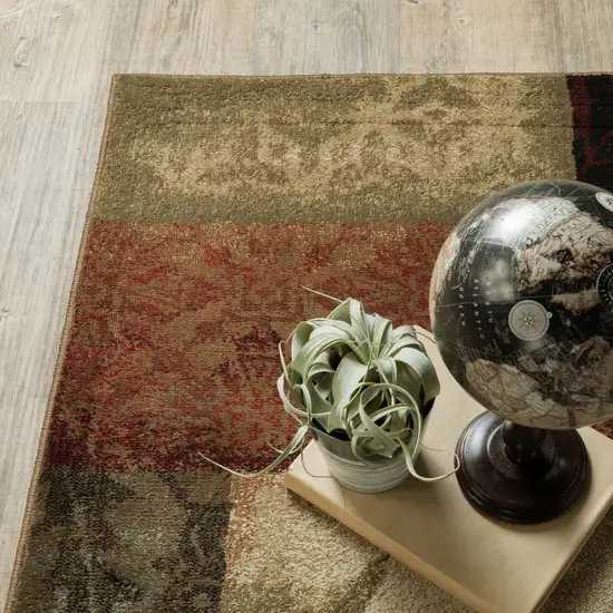 Beige and Brown Floral Block Pattern Area Rug Photo 3