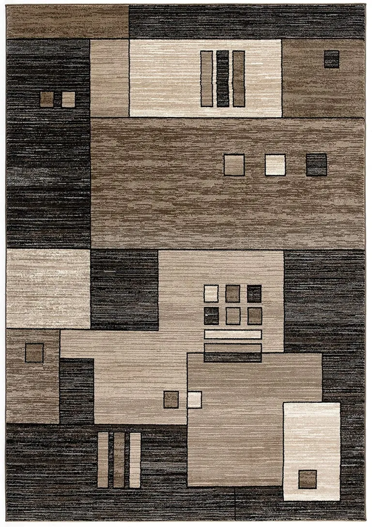 Beige and Brown Geometric Area Rug Photo 4