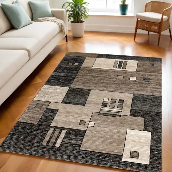 Beige Abstract Dhurrie Area Rug Photo 1