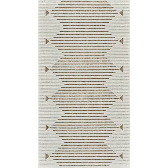 Beige and Brown Geometric Distressed Indoor Outdoor Area Rug Photo 4