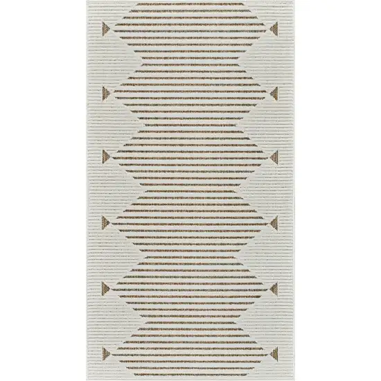 Beige and Brown Geometric Distressed Indoor Outdoor Area Rug Photo 2