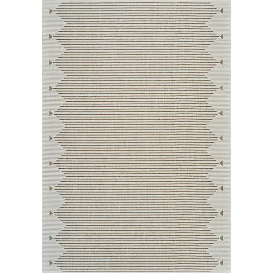 Beige and Brown Geometric Distressed Indoor Outdoor Area Rug Photo 2