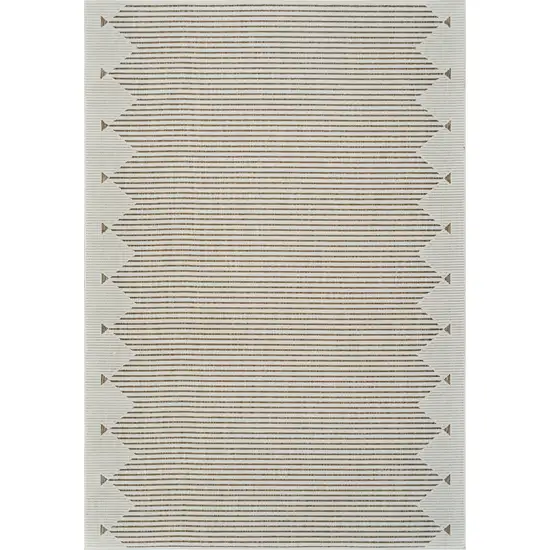 Beige and Brown Geometric Distressed Indoor Outdoor Area Rug Photo 4