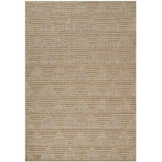 Beige and Brown Geometric Distressed Indoor Outdoor Area Rug Photo 2