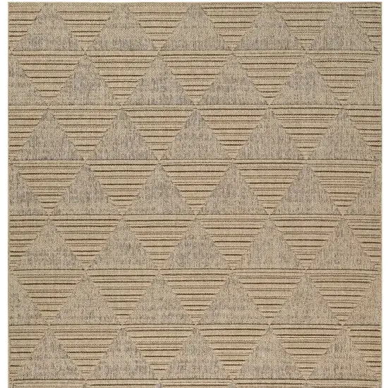 Beige and Brown Geometric Distressed Indoor Outdoor Area Rug Photo 4