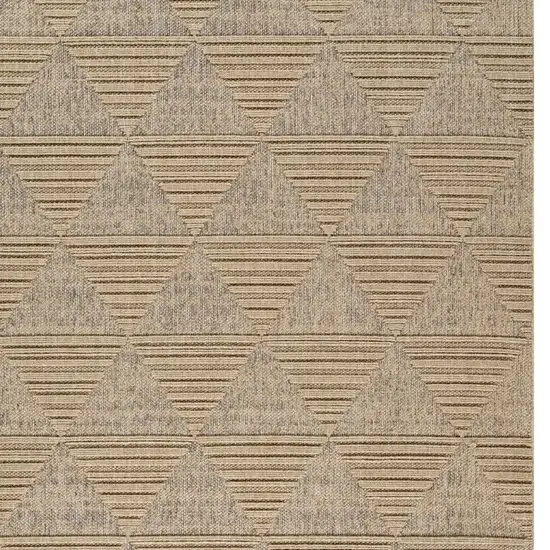 Beige and Brown Geometric Distressed Indoor Outdoor Area Rug Photo 5