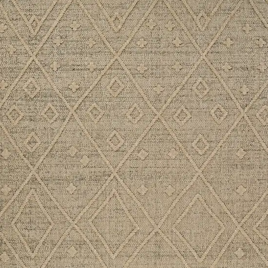 Beige and Brown Geometric Distressed Indoor Outdoor Area Rug Photo 5