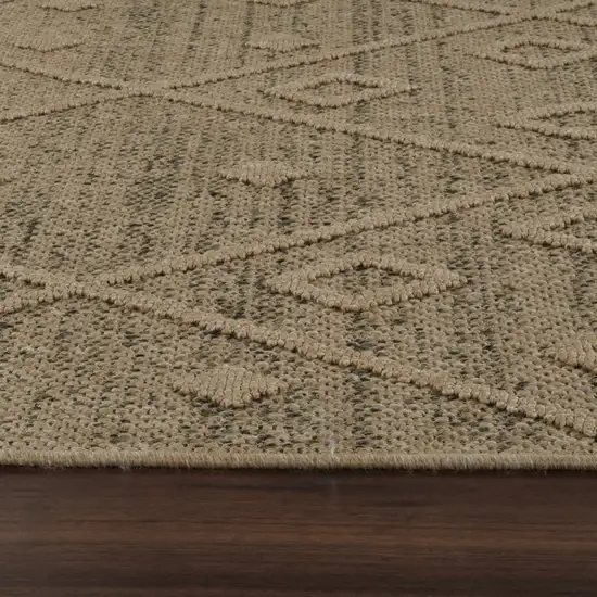 Beige and Brown Geometric Distressed Indoor Outdoor Area Rug Photo 4