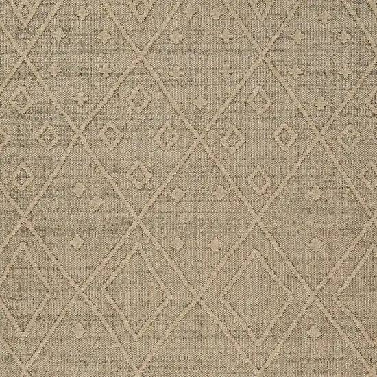 Beige and Brown Geometric Distressed Indoor Outdoor Area Rug Photo 6