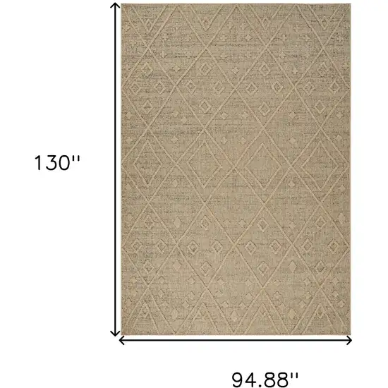 Beige and Brown Geometric Distressed Indoor Outdoor Area Rug Photo 3