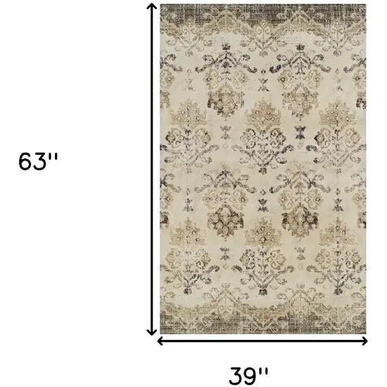 Beige and Brown Oriental Area Rug Photo 9