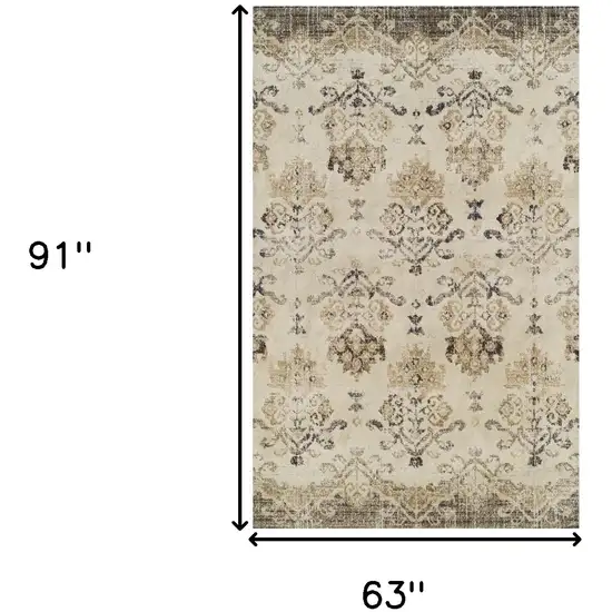 Beige and Brown Oriental Area Rug Photo 9