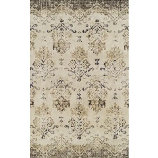 Beige and Brown Oriental Area Rug Photo 2