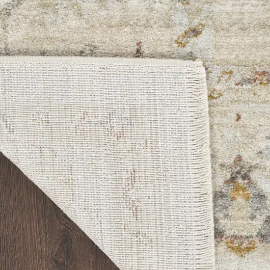 Beige and Brown Oriental Power Loom Distressed Area Rug With Fringe Photo 4