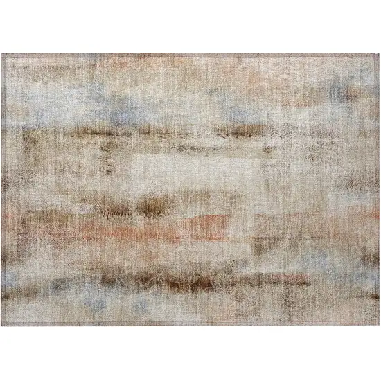 Beige and Brown Washable Non Skid Indoor Outdoor Area Rug Photo 5