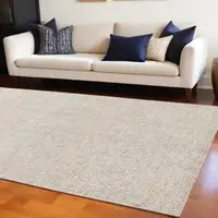 Photo of Beige and Brown Wool Abstract Hand Tufted Area Rug
