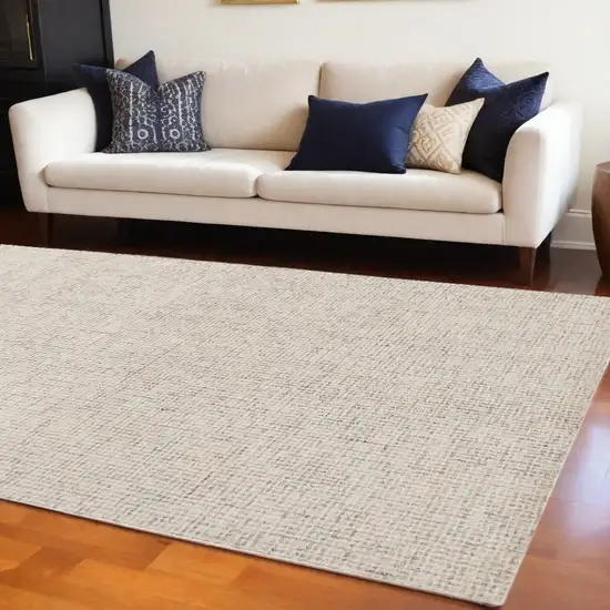 Beige and Brown Wool Abstract Hand Tufted Area Rug Photo 1