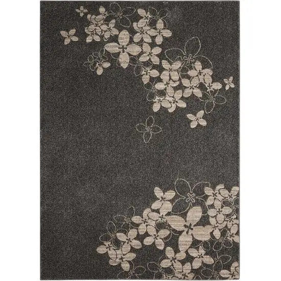 Beige and Charcoal Floral Area Rug Photo 2