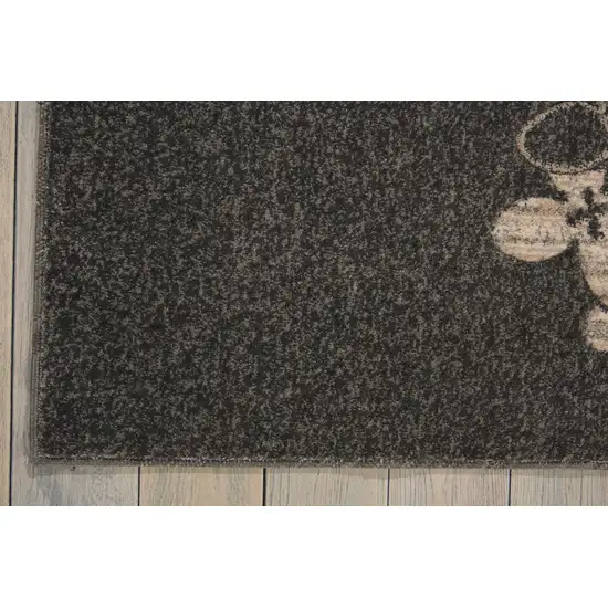 Beige and Charcoal Floral Area Rug Photo 7