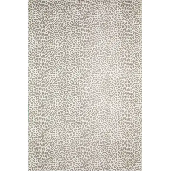 Beige and Cream Leopard  Print Shag Handmade Non Skid Area Rug Photo 5