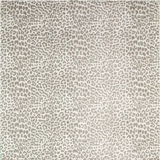 Beige and Cream Leopard  Print Shag Handmade Non Skid Area Rug Photo 4