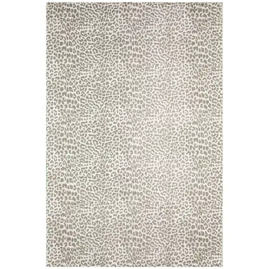 Beige and Cream Leopard  Print Shag Handmade Non Skid Area Rug Photo 1