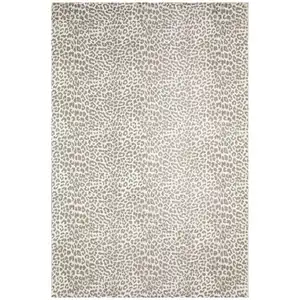 Photo of Beige and Cream Leopard  Print Shag Handmade Non Skid Area Rug