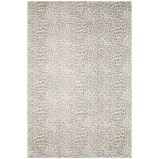 Beige and Cream Leopard  Print Shag Handmade Non Skid Area Rug Photo 3