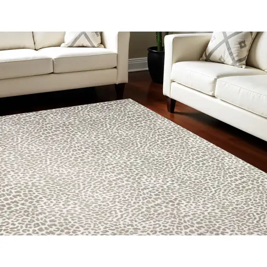 Beige and Cream Leopard  Print Shag Handmade Non Skid Area Rug Photo 1